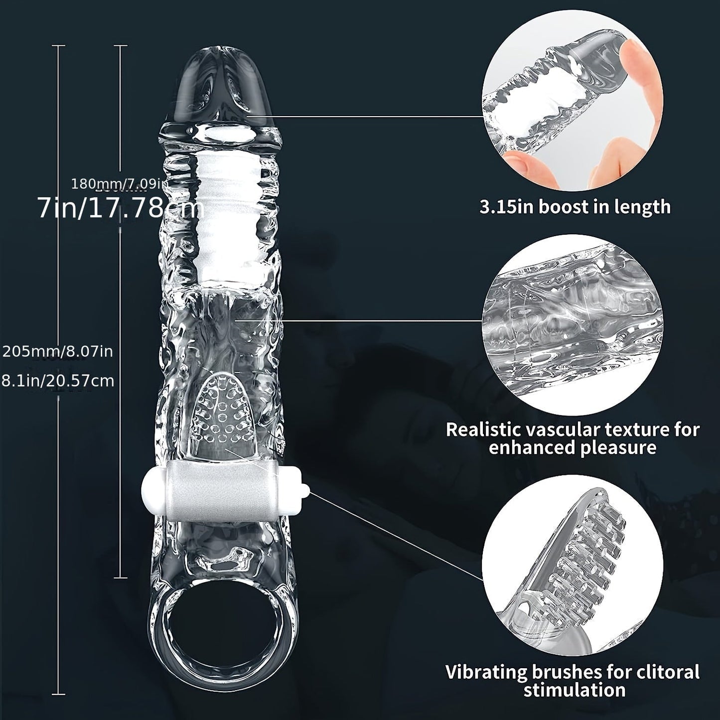 Penis Extender Sleeve Cock Sleeve with Vibrators glan clit stimulator. Penis Enlarger Vibrating Penis Sleeve Cock Ring with 10 Vibration Modes Remote Control - buysextoyth