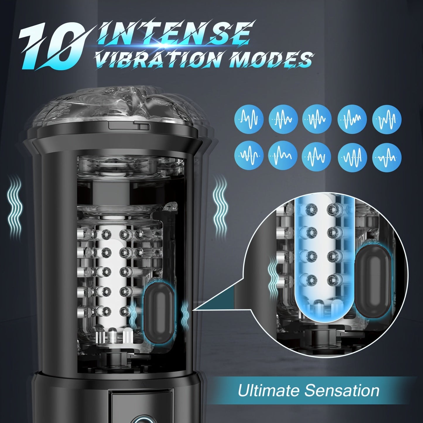 3 In 1 Automatic Male Masturbator Cup With Sucking & Vibrating & Thrusting Modes. Realistic Vagina Pocket Pussy Stroker With 3D Textured For Penis Stimulation. Adult Oral Sex Toys For Men Masturbation - buysextoyth