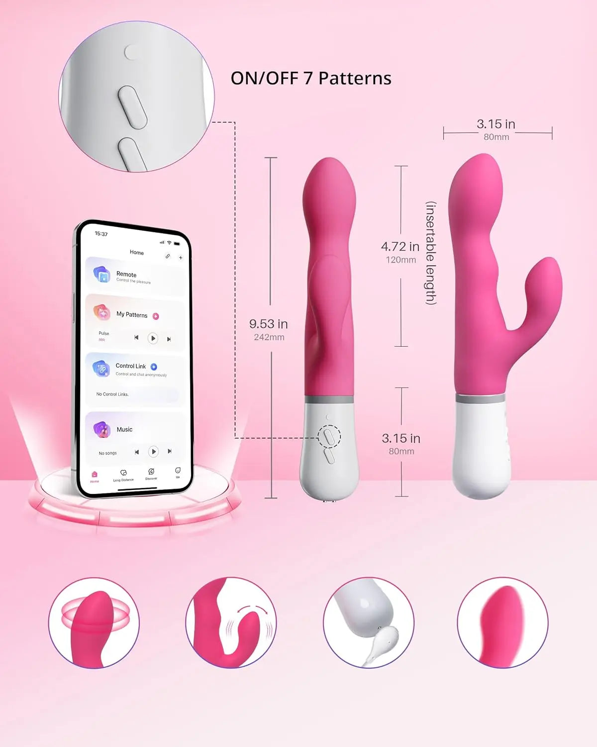 LOVENSE Nora Rabbit Vibrator with APP Control. Pink Vibrator Rabbit with Dual Motor. Clitoral Stimulator Dildo Massager. Sex Toys for Women with Smartphone Wireless - buysextoyth