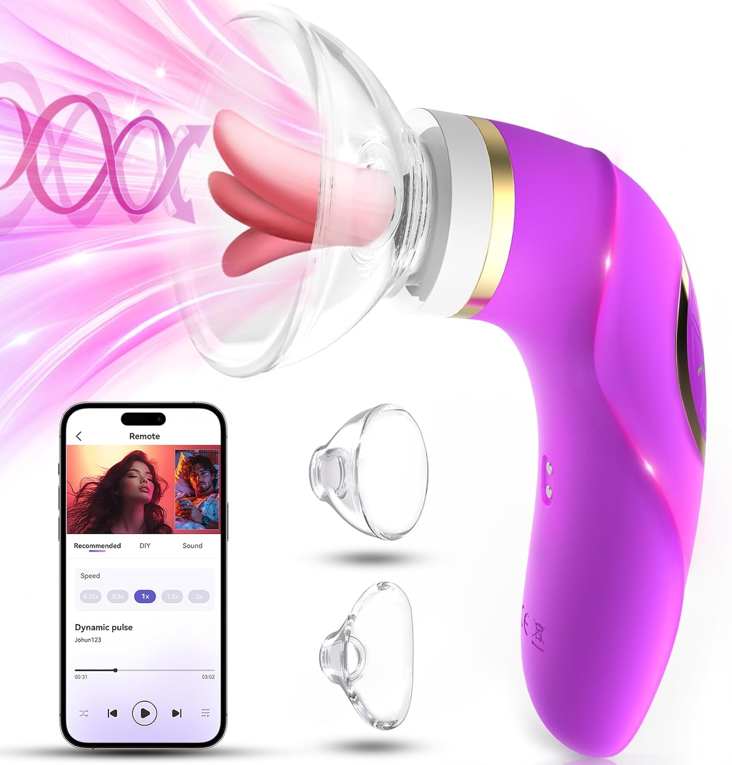 Sucking Vibrator Womens Sex Toys - Upgraded APP Adult Toys. 5 Tongue Licking Vibrators. 8 Auto & 1 Manual Suction Sex Toy. Nipples Anal Clitoral G Spot Vibrator Stimulator for Female Couples Sex Toys - buysextoyth