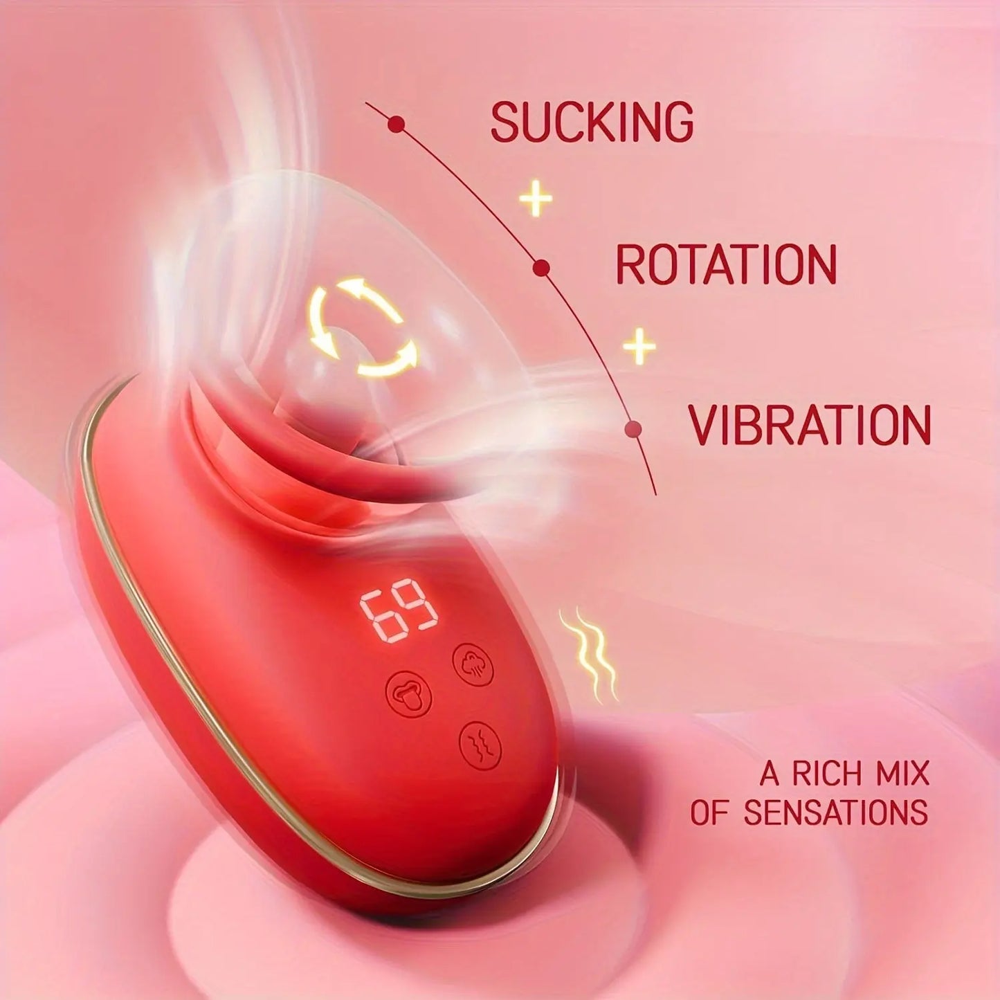 Rose Massager 9 Frequency Vibration. 9 Frequency Tongue Licking. 3 Frequency Sucking. Adult Female Masturbation Sex Toy - buysextoyth