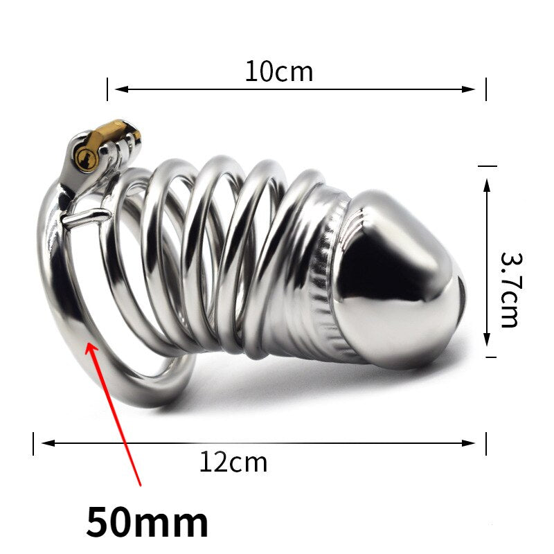 BDSM Adult Sex Toys Penis Cage Dick Ring Chastity Fetish Gay Slave Penis Extender Stainless Steel CB Lock Leten Scrotum - buysextoyth