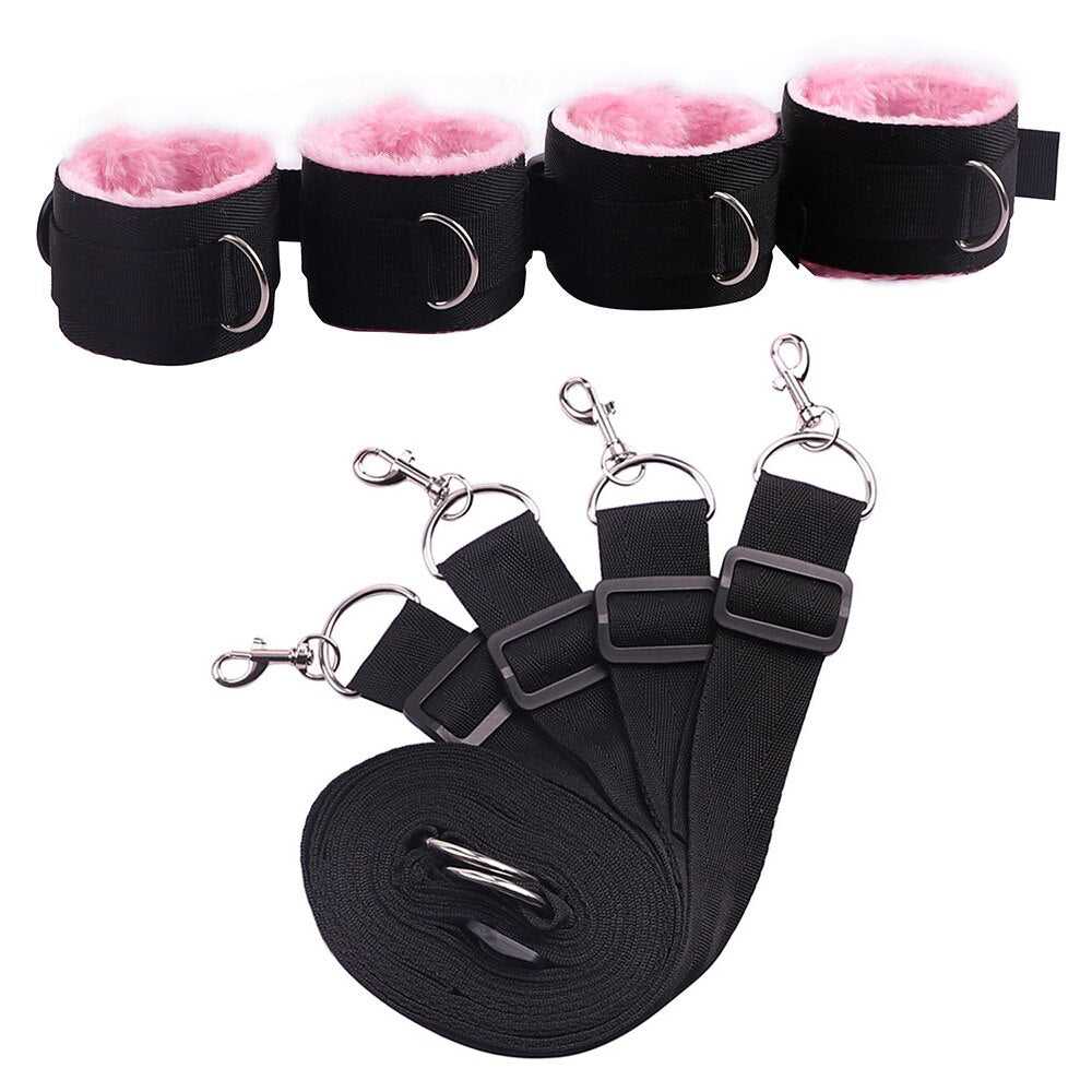 Bed Jam Sex Restraint Kit Adjustable Belt Nylon Handcuffs Ankle Cuffs Under Bed BDSM Bondage Erotic Toys Fixation Adult Game - buysextoyth