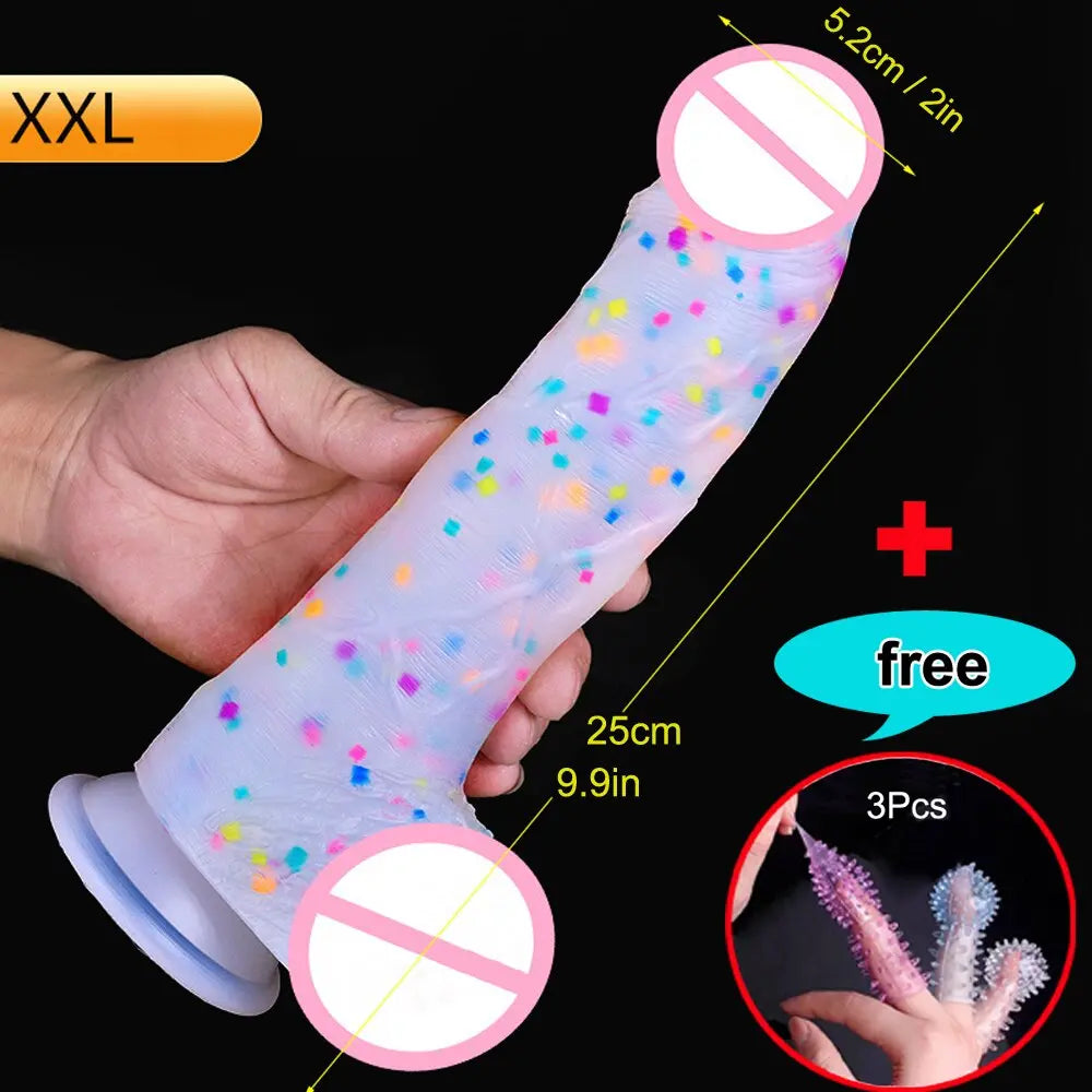 Confetti Dildo ที่สมจริงซิลิโคน Dildo.พร้อมถ้วยดูดสำหรับแฮนด์ฟรีเล่นฟรี.สมจริง Penis สำหรับสตรีและคู่ - buysextoyth
