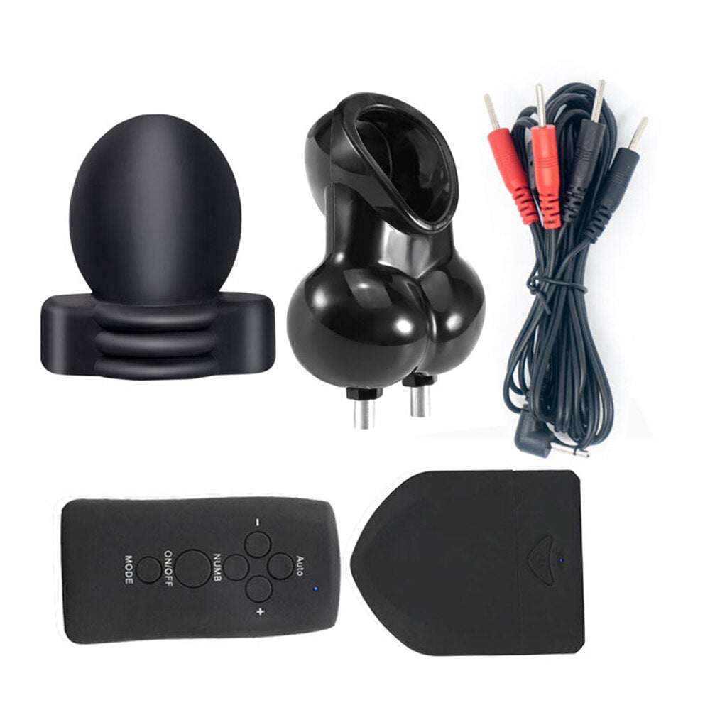 Electric Shock Glans Trainer SM Male Masturbator Scrotum Bondage Massage Chasity Cage Wireless Remote Control Sex Toys BDSM - buysextoyth