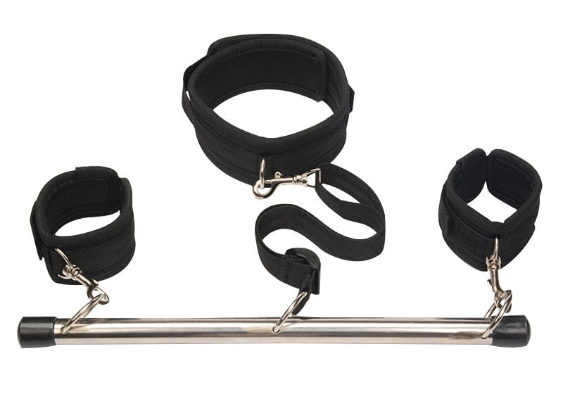 Sex Toys for Woman Bdsm Bondage Set Metal Butt Plug Nylon Restraint Belt Steel Pipe Erotic Handcuffs Adult Flirt Games - buysextoyth