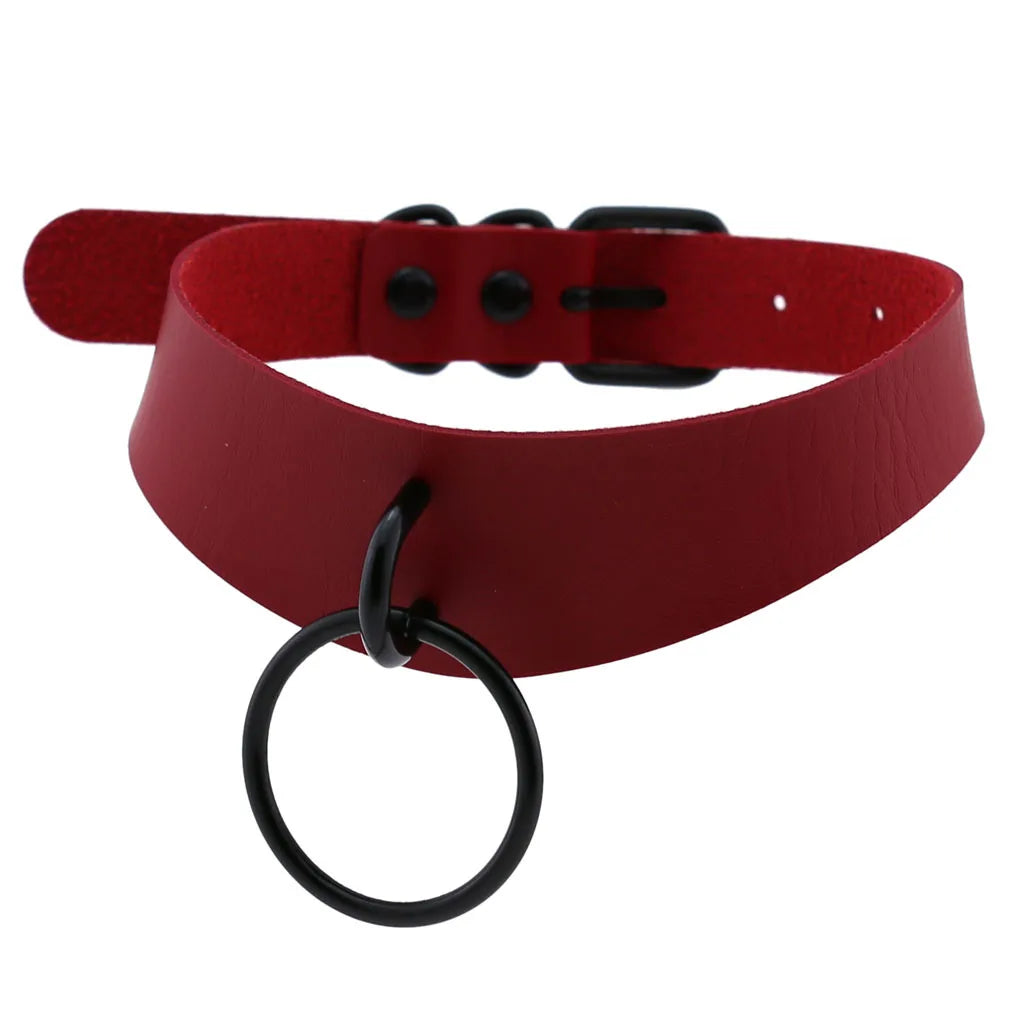 BDSM Punk Black Metal Tassel Red Choker Necklace Sexy Spiked Neck Strap Clavicle Collar Men Necklaces Halloween Women - buysextoyth