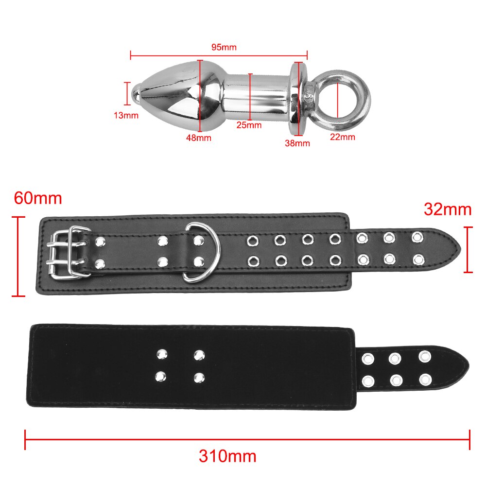 IKOKY Handcuff Bondage Kit Sex Toys for Women Leather Wrist Cuff Sex Restraints with Anal Plug Anal Plug Erotic Enema - buysextoyth