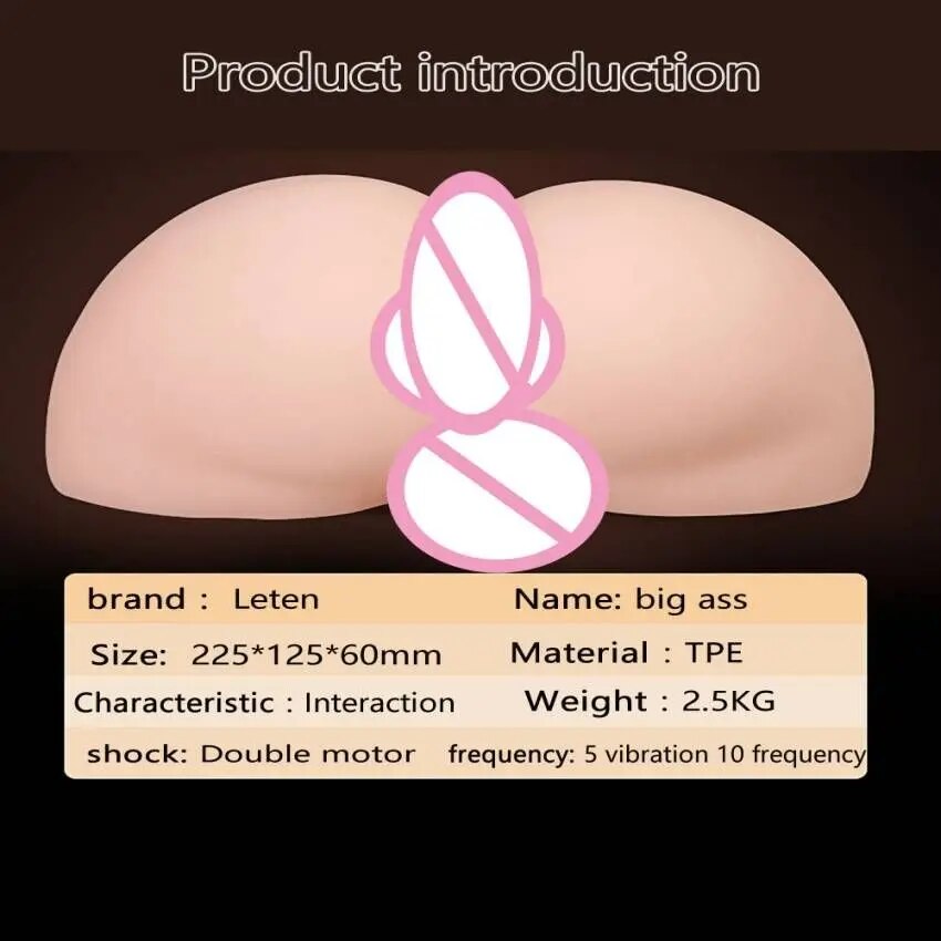 Leten AV Star Soft ที่สวยงาม Big Butt แบบ Dual Hole ซิลิโคน Anal Vagina Vibrating ช่องคลอดก้น Inverted ของเล่นหีสำหรับผู้ชาย - buysextoyth