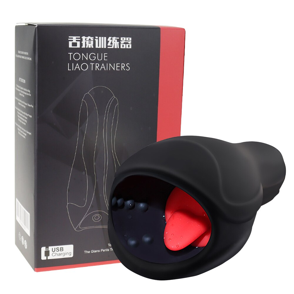 ลิ้นเลียอัตโนมัติ Masturbation ถ้วย Glans นวด Endurance Traninig เซ็กซ์ทอยสำหรับชายอวัยวะเพศชายหัวกระตุ้นชาย Vibrator - buysextoyth