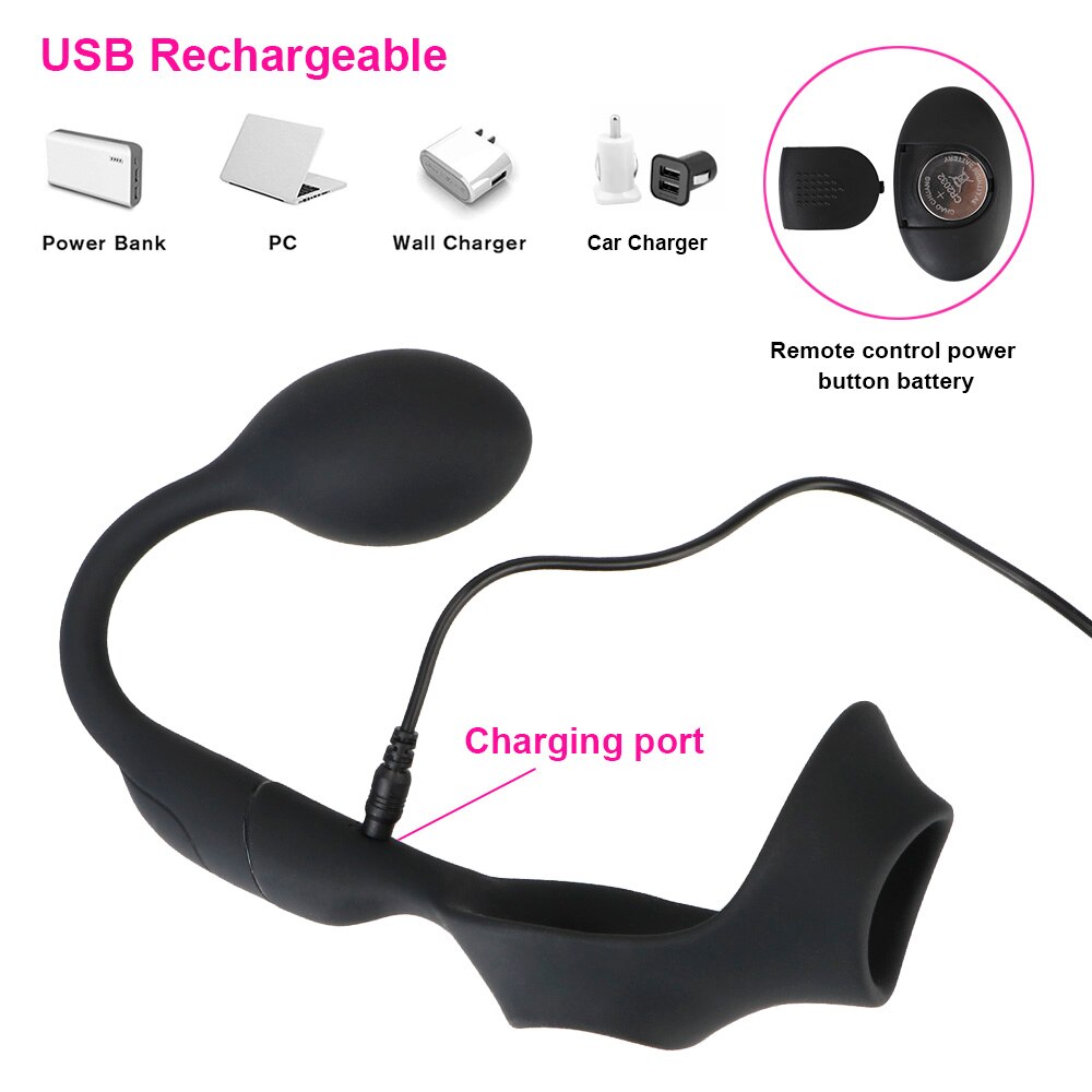 Prostate Massager Anal Plug Delay Ejaculation Ring Sex Toys for Men 10 Speed Male Prostate Stimulator Waterproof Butt Plug - buysextoyth