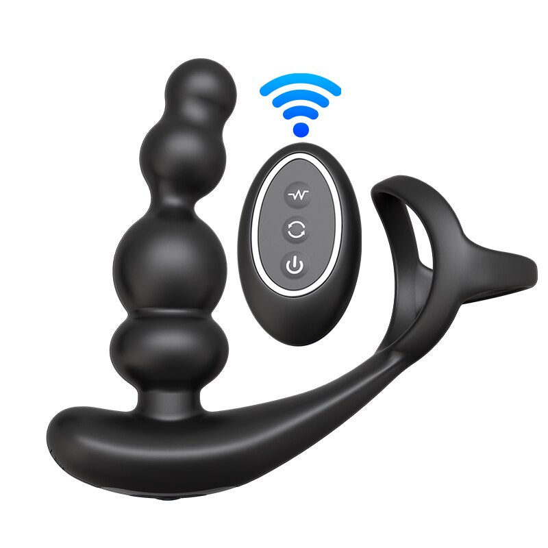 ชาย Prostate Massager Vibrator 360 ° หมุน Anal ปลั๊กอวัยวะเพศชายแหวน Butt Plug Vibrator ไร้สายควบคุมเซ็กซ์ทอยสำหรับชาย Masturbator - buysextoyth