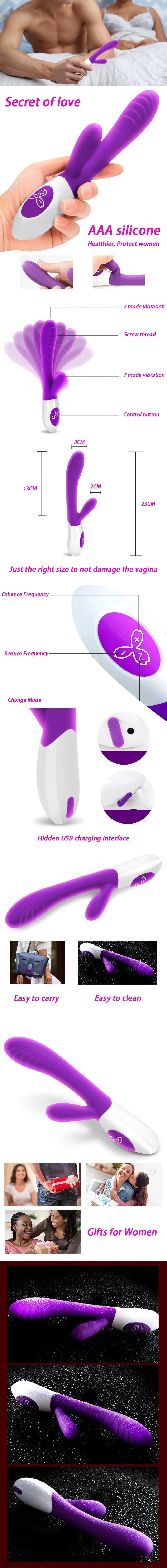 Vibrator for Women 7 Modes WirelessDouble Rod Masturbation Vibrator Clitoris Stimulator USB Rechargeable Massager Goods Sex Toys - buysextoyth
