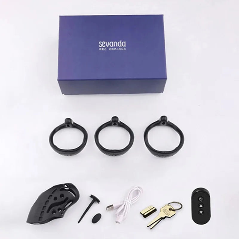BDSM Shock Male Chastity Cage Wireless Remote Control Shock Chicken Cage Penis Lock With Urethral Obstruction - buysextoyth