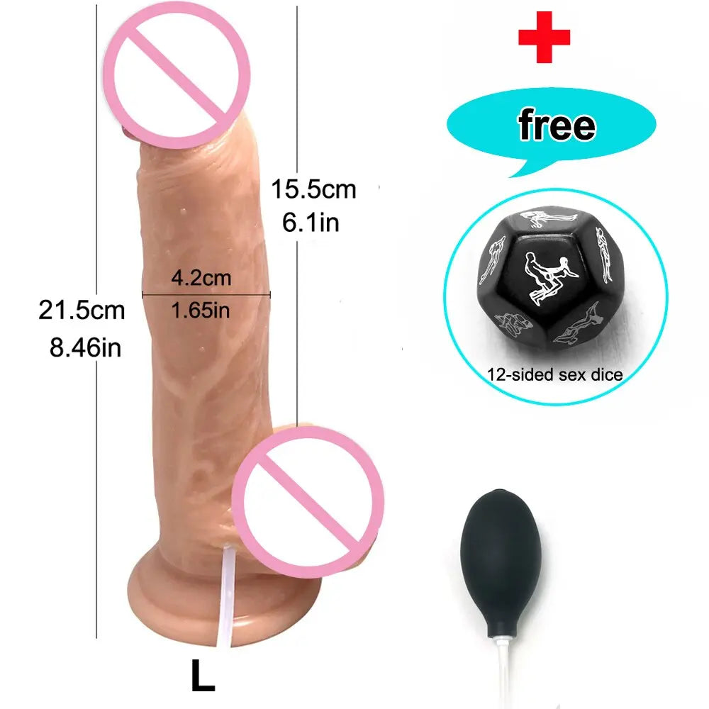 สมจริง Squirting Dildo Ejaculating อวัยวะเพศชายสำหรับผู้เริ่มต้น.นุ่ม Dildo โค้งและลูกผู้หญิง G-Spot Anal Prostate - buysextoyth