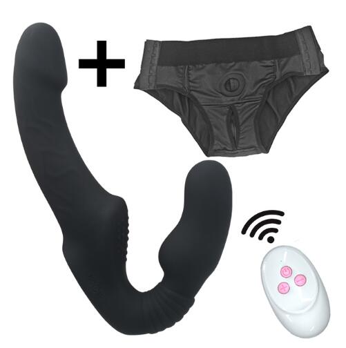 Strapless Strap-on Dildo Vibrator for Couples Strapon for Lesiban Wireless Remote Control Double-Heads Vibrator Adult Sex Toys - buysextoyth