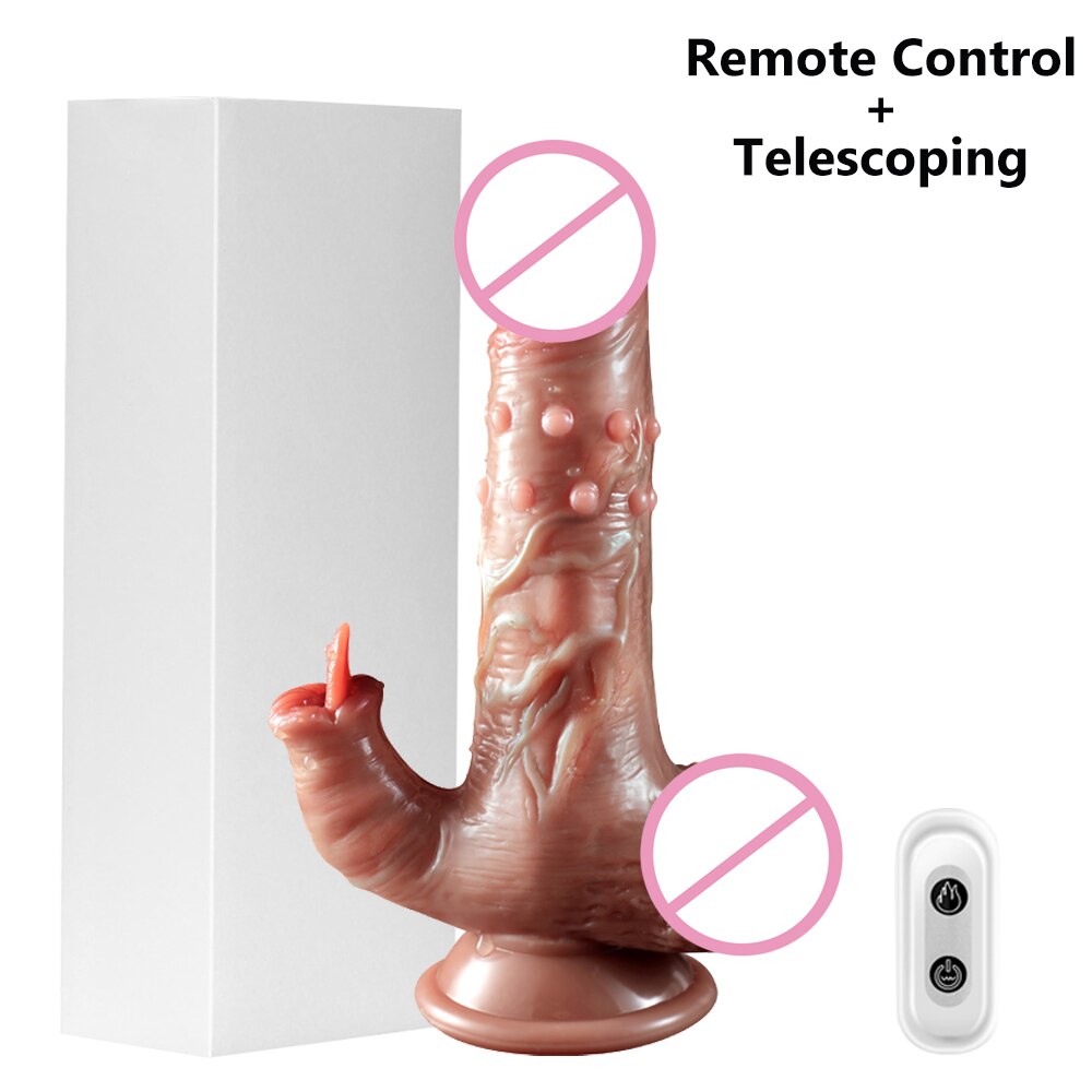 Thrusting Dildo จริง Vibrator ดูดถ้วย Telescopic ความร้อน Penis Vibrator หญิง Masturbator เซ็กซ์ทอยสำหรับสตรี - buysextoyth