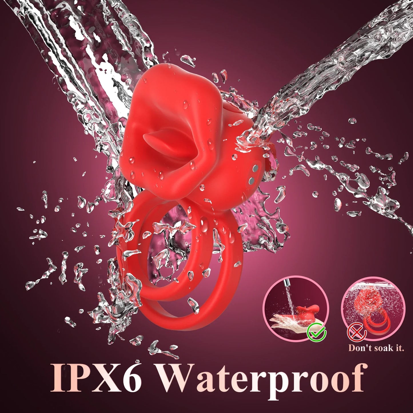 Vibrating Penis Ring with Tongue Licking Clitoral Stimulator Delay Ejaculation Cockring Penisring Sex Toys for Men Adults 18 - buysextoyth