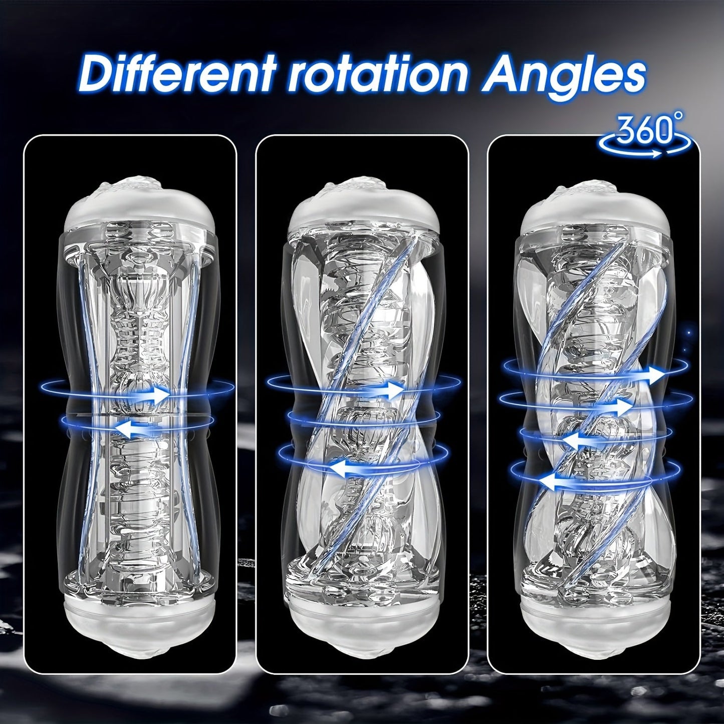 Mesterstar Dual Open Ended 360° Rotating Male Masturbators Stroker Sleeve. Pocket Pussy Sex Toys for Adult with 3D Crystal Realistic Textured Vagina Male Masturbators Cup - buysextoyth