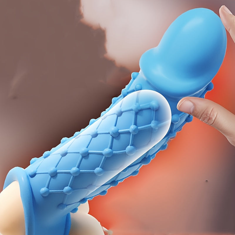 Blue Purple White Large TPE Material Wolf Tooth Mesh Simulation Penis Cover Penis Sleeve - buysextoyth