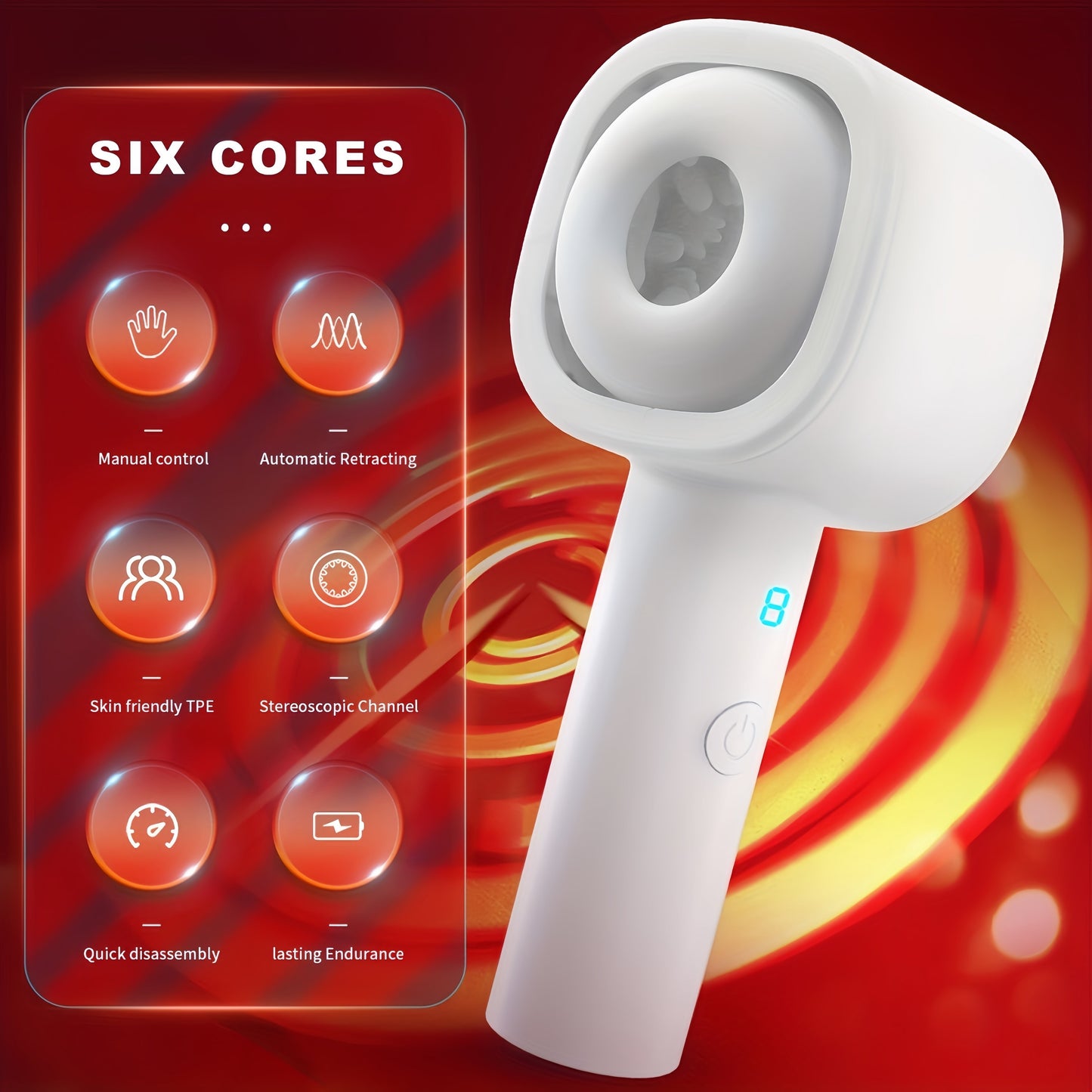 Compact Portable Male Masturbator with 8 Thrusting & Vibrating Modes. Dual Open-Ended Penis Massager - USB Rechargeable. TPE Material - buysextoyth