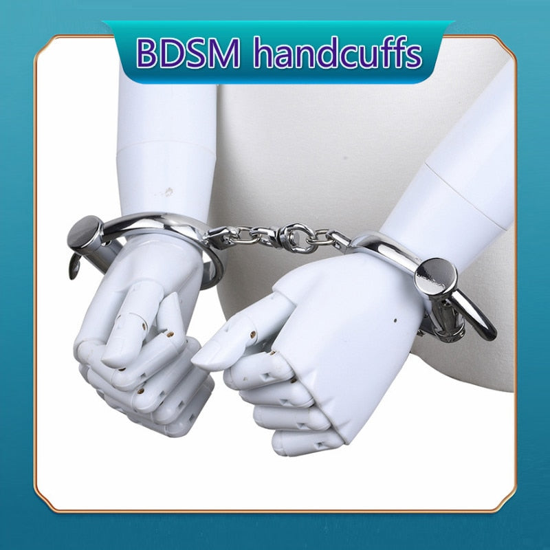 Stainless Steel Female Male Handcuff Metal Ankle Cuffs Wrist Cuff for Couple Bdsm Bondage Restraints Adult Game Sex Toys - buysextoyth