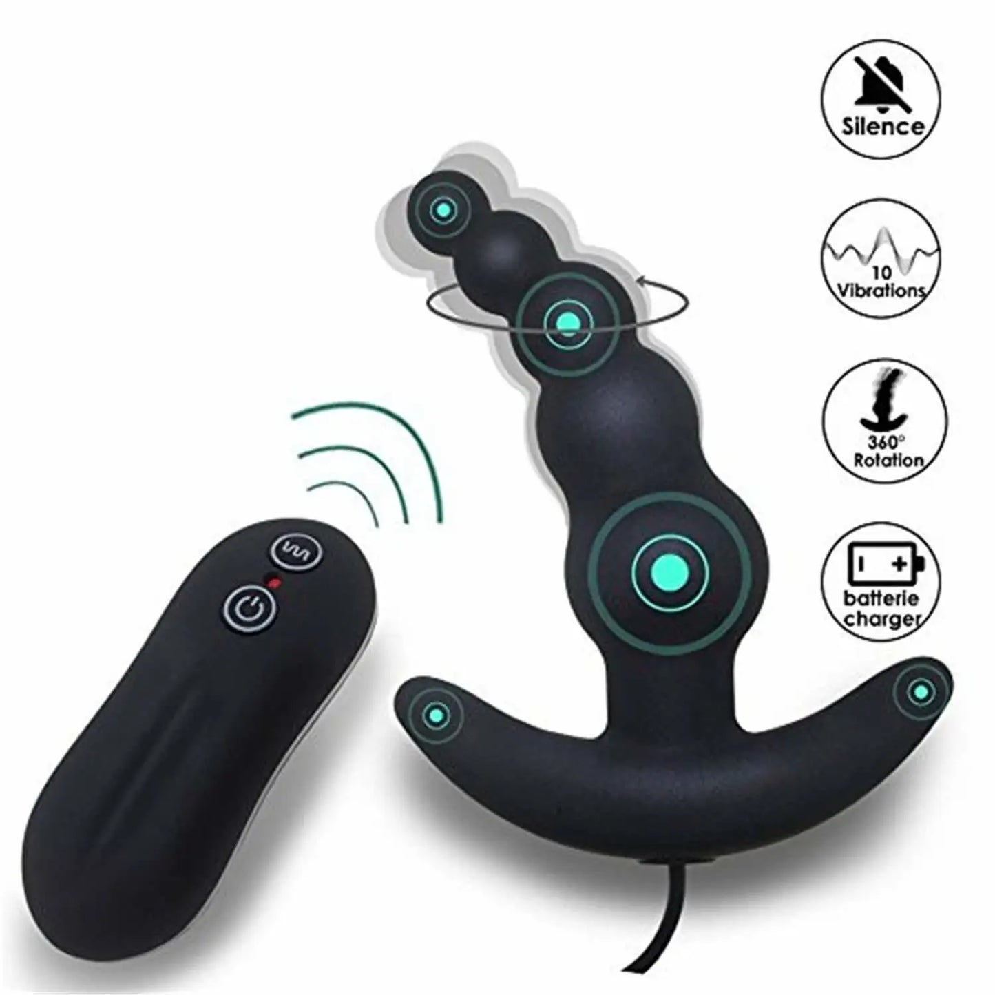 10 Frequency Vibrating Prostate Massager Anal Plug Vibrator Beads Butt Sex Toys Waterproof Powerful Wired For Men Couples - buysextoyth