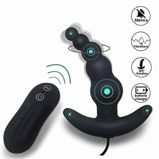 10 Frequency Vibrating Prostate Massager Anal Plug Vibrator Beads Butt Sex Toys Waterproof Powerful Wired For Men Couples - buysextoyth