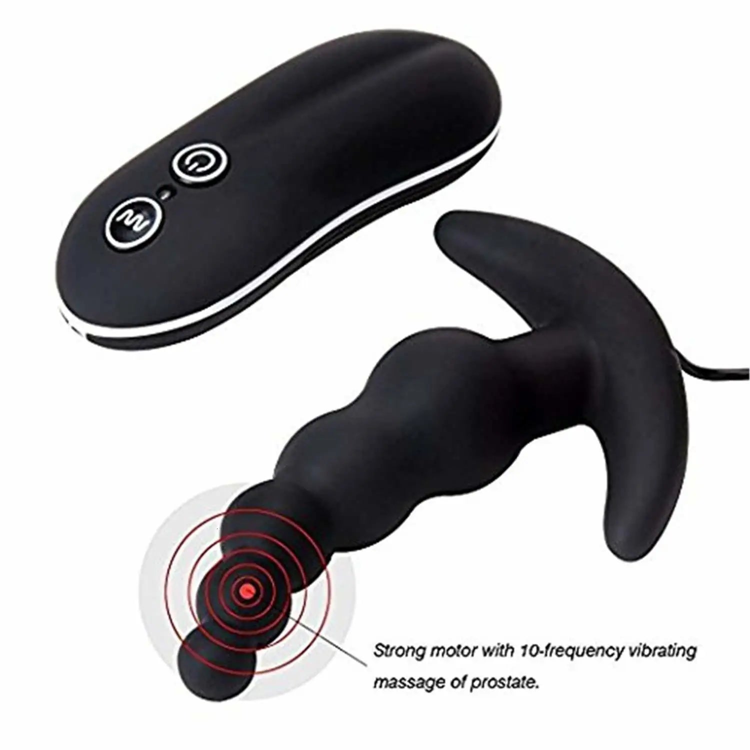 10 Frequency Vibrating Prostate Massager Anal Plug Vibrator Beads Butt Sex Toys Waterproof Powerful Wired For Men Couples - buysextoyth