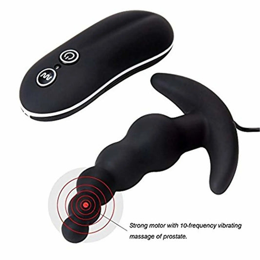 10 Frequency Vibrating Prostate Massager Anal Plug Vibrator Beads Butt Sex Toys Waterproof Powerful Wired For Men Couples - buysextoyth
