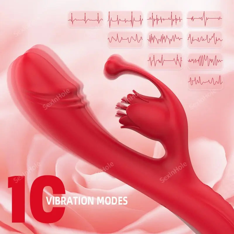 10โหมด G-Spot Rose สำหรับผู้หญิง Dildo Clitoris ลิ้นเซ็กซ์ทอยหญิงสินค้า Stimulator สั่นไข่ผู้ใหญ่ของเล่นผู้หญิง18 - buysextoyth