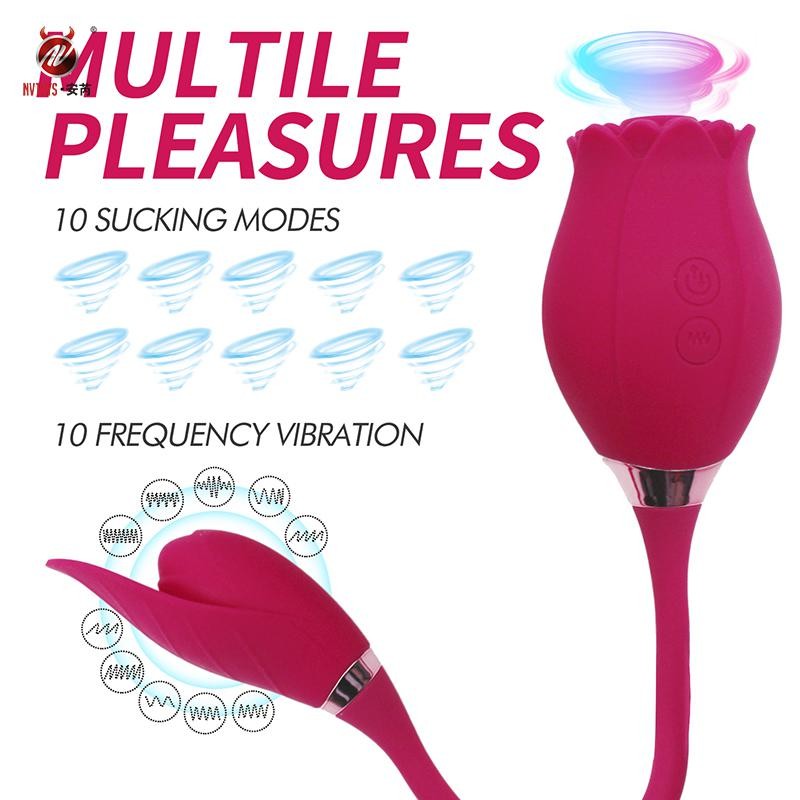 Rose Clitoral Sucking Vibrator with Vibrating Egg Vaginal Anal Stimulator Breast Nipple Massager Oral Sex Toy for Women - buysextoyth