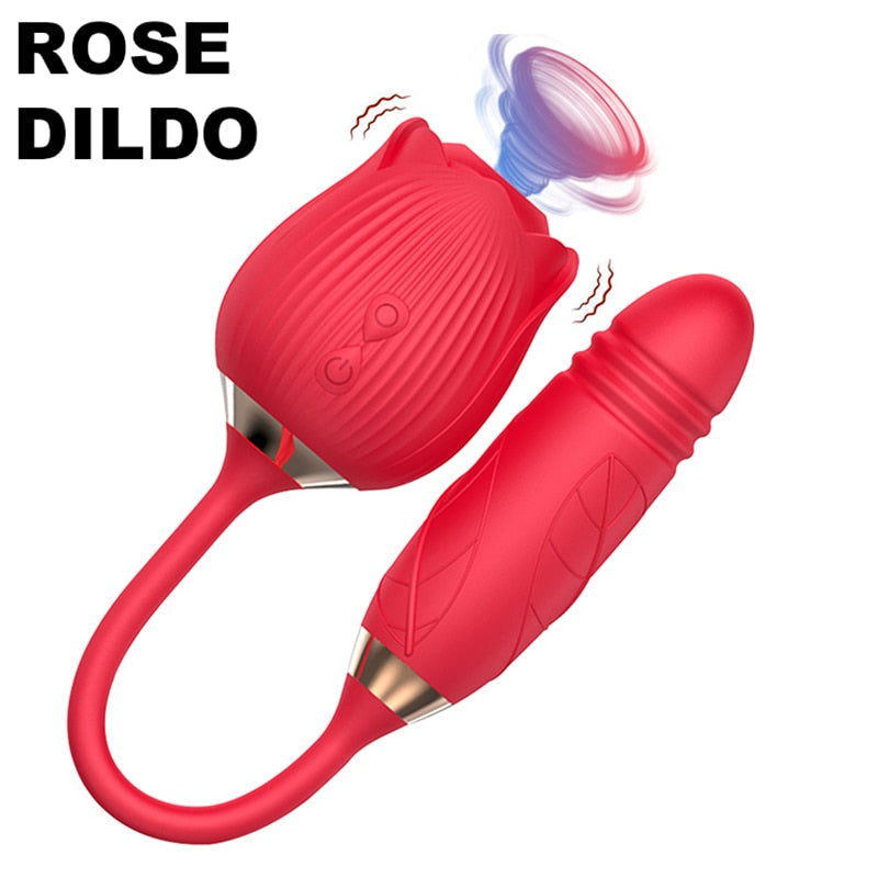 Rose Clitoral Sucking Vibrator with Vibrating Egg Vaginal Anal Stimulator Breast Nipple Massager Oral Sex Toy for Women - buysextoyth