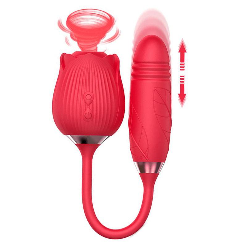 Rose Clitoral Sucking Vibrator with Vibrating Egg Vaginal Anal Stimulator Breast Nipple Massager Oral Sex Toy for Women - buysextoyth
