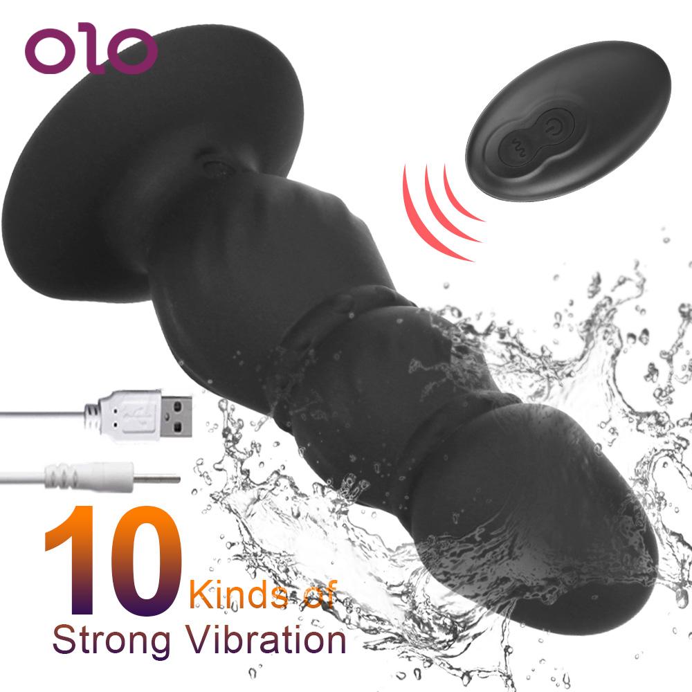 10 Speeds G-Spot Stimulation Bead Dildo Vibrator Remote Control Anus Vibrating Dildo Prostate Massager Vibrator Sex Toys for Men - buysextoyth