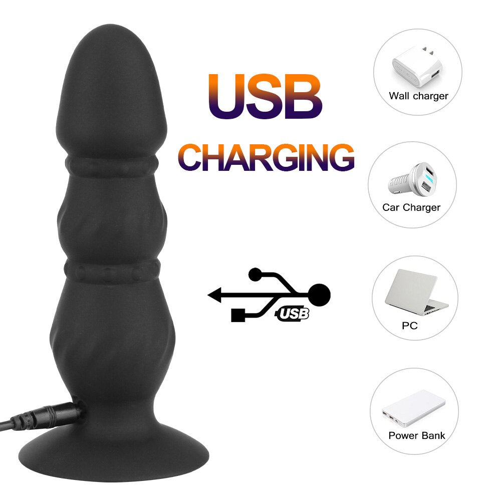 10 Speeds G-Spot Stimulation Bead Dildo Vibrator Remote Control Anus Vibrating Dildo Prostate Massager Vibrator Sex Toys for Men - buysextoyth