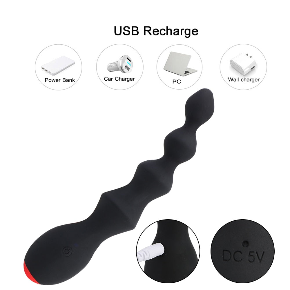10 Speeds Prostate Massager Anal Beads Vibrator Vibrating Butt Plug Clitoris Stimulator Sex Toy for Women Men - buysextoyth