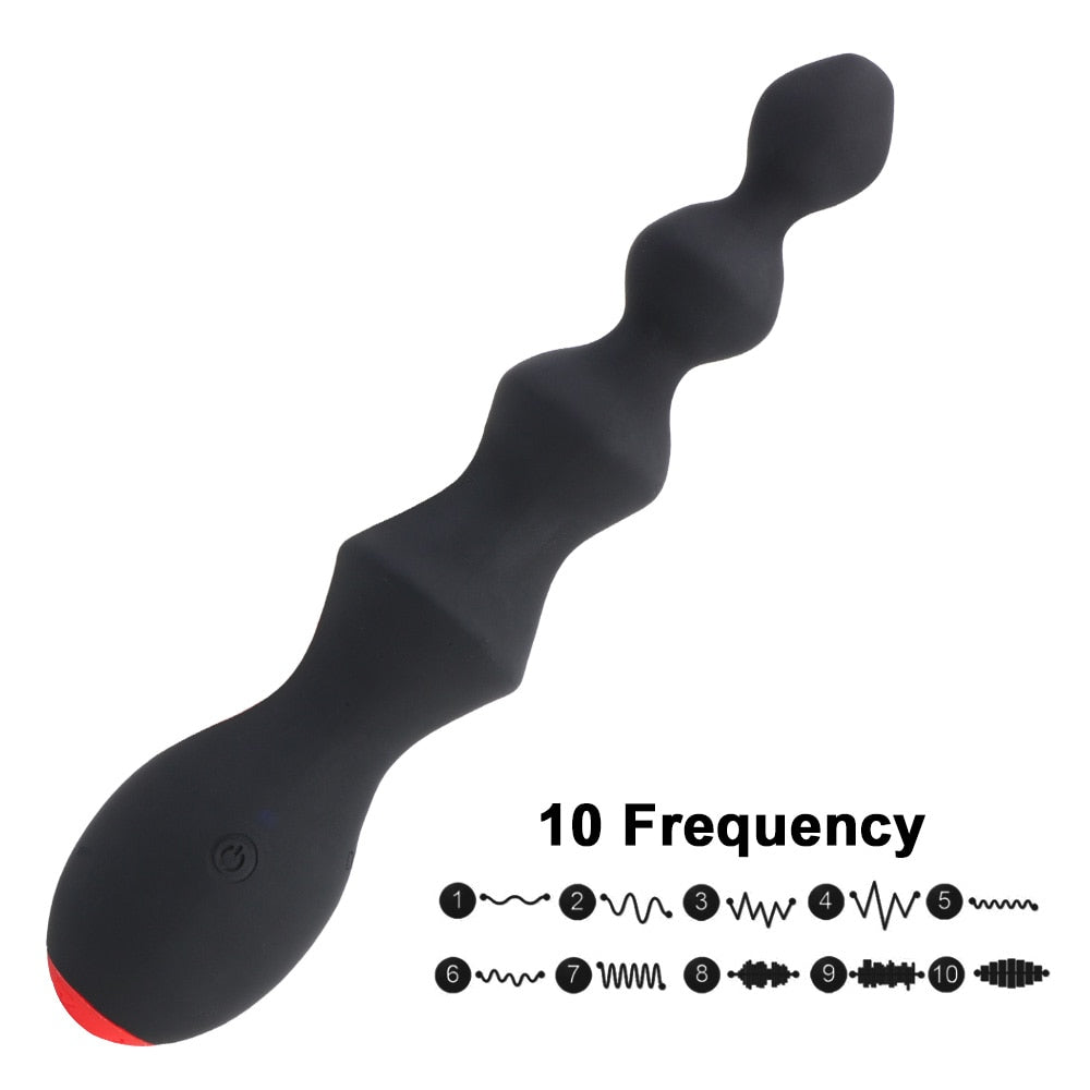10 Speeds Prostate Massager Anal Beads Vibrator Vibrating Butt Plug Clitoris Stimulator Sex Toy for Women Men - buysextoyth