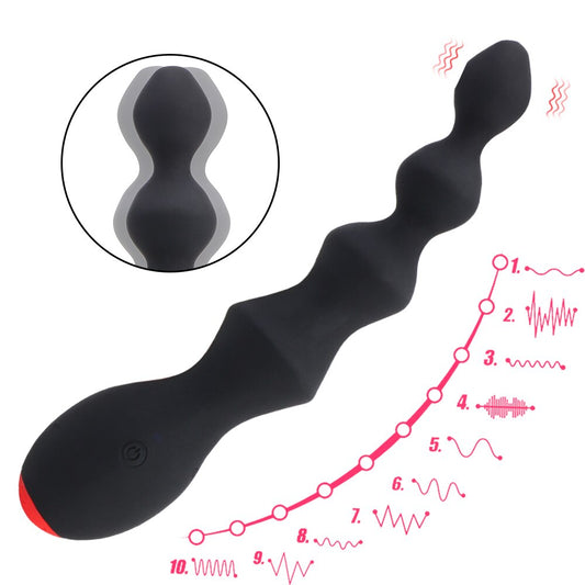 10 Speeds Prostate Massager Anal Beads Vibrator Vibrating Butt Plug Clitoris Stimulator Sex Toy for Women Men - buysextoyth