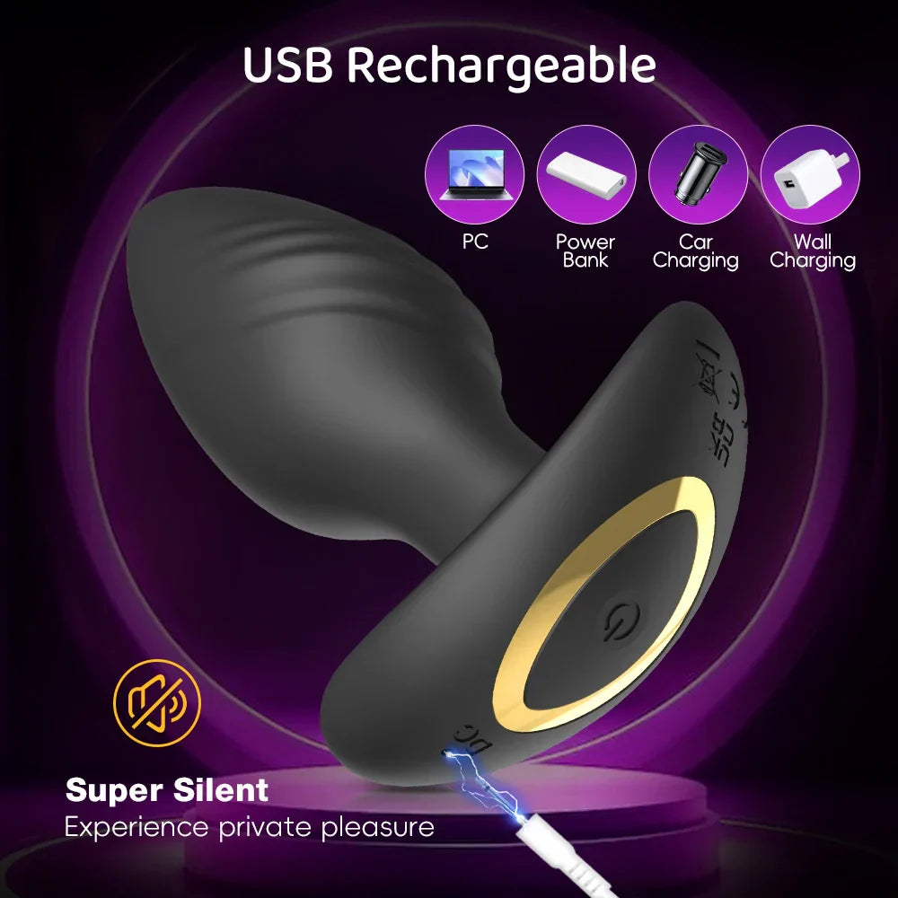 10 Speeds Rotating Anal Vibrator Butt Plug Men Prostate Massager Anal Stimulator Female Masturbator Adult Sex Toys for Women Gay - buysextoyth