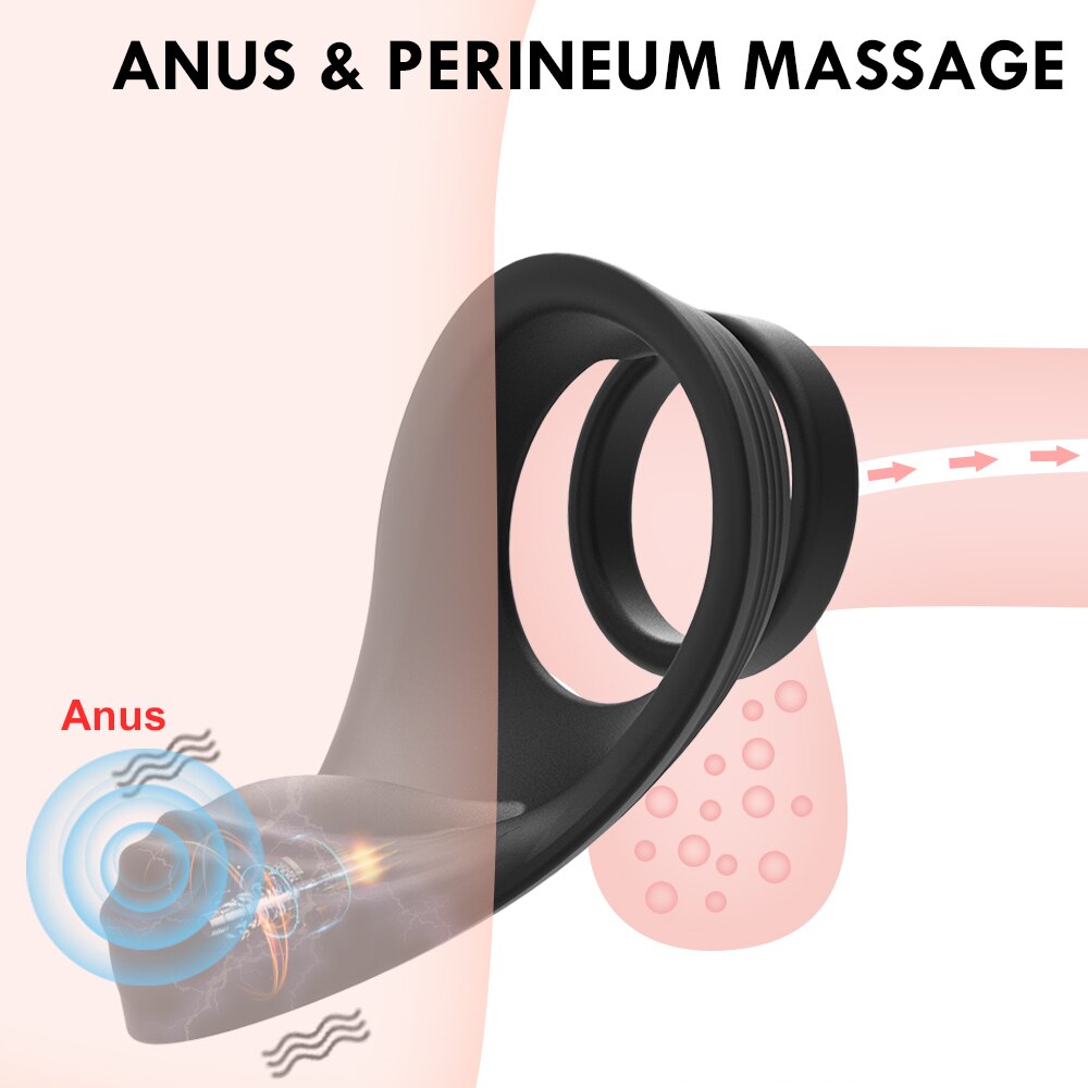 10โหมดอวัยวะเพศชายแหวน Vibrators รีโมทคอนโทรลคู่แหวนนวด Clitoris Perineum กระตุ้น Penisring เพศของเล่นสำหรับผู้ชาย - buysextoyth