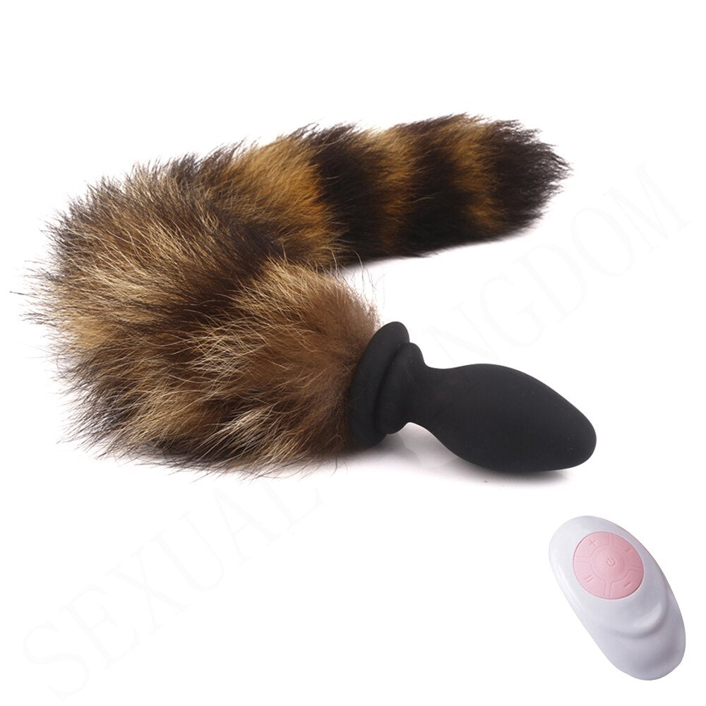 10-frequency Remote Control Anal Plug Vibrator with Fox Tail Silicone Butt Plug Adult Game Prostate Massager Sex Toy for Couples - buysextoyth