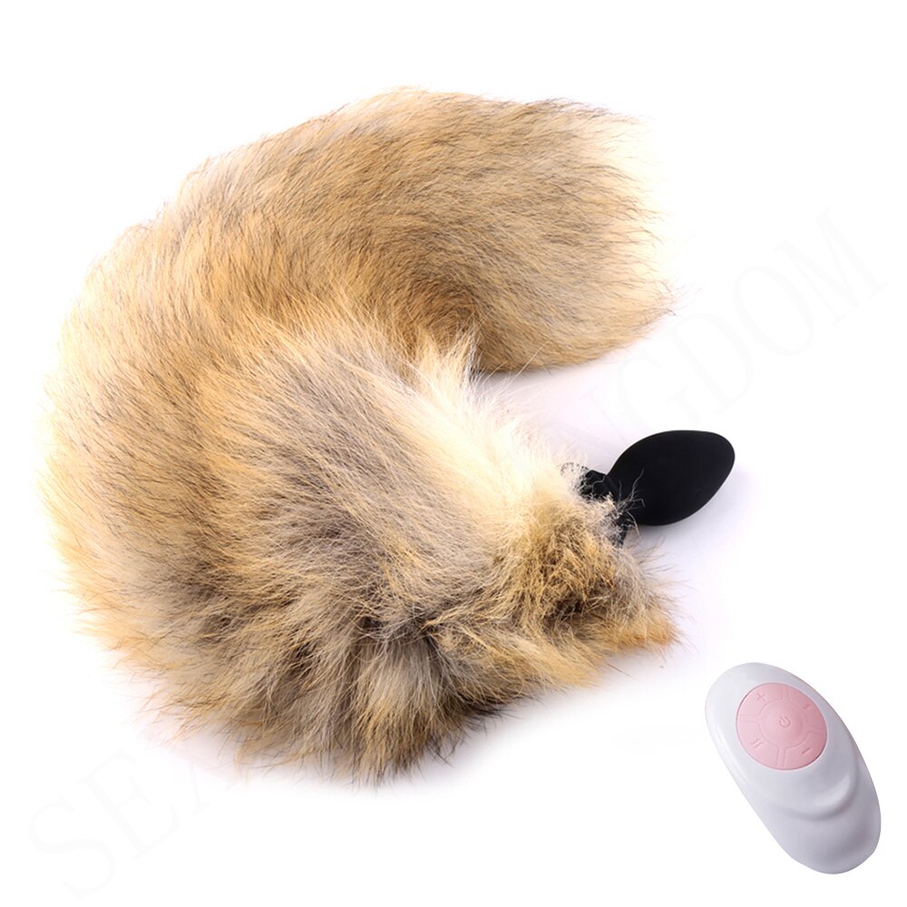 10-frequency Remote Control Anal Plug Vibrator with Fox Tail Silicone Butt Plug Adult Game Prostate Massager Sex Toy for Couples - buysextoyth