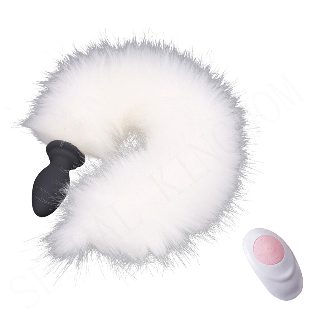 10-frequency Remote Control Anal Plug Vibrator with Fox Tail Silicone Butt Plug Adult Game Prostate Massager Sex Toy for Couples - buysextoyth