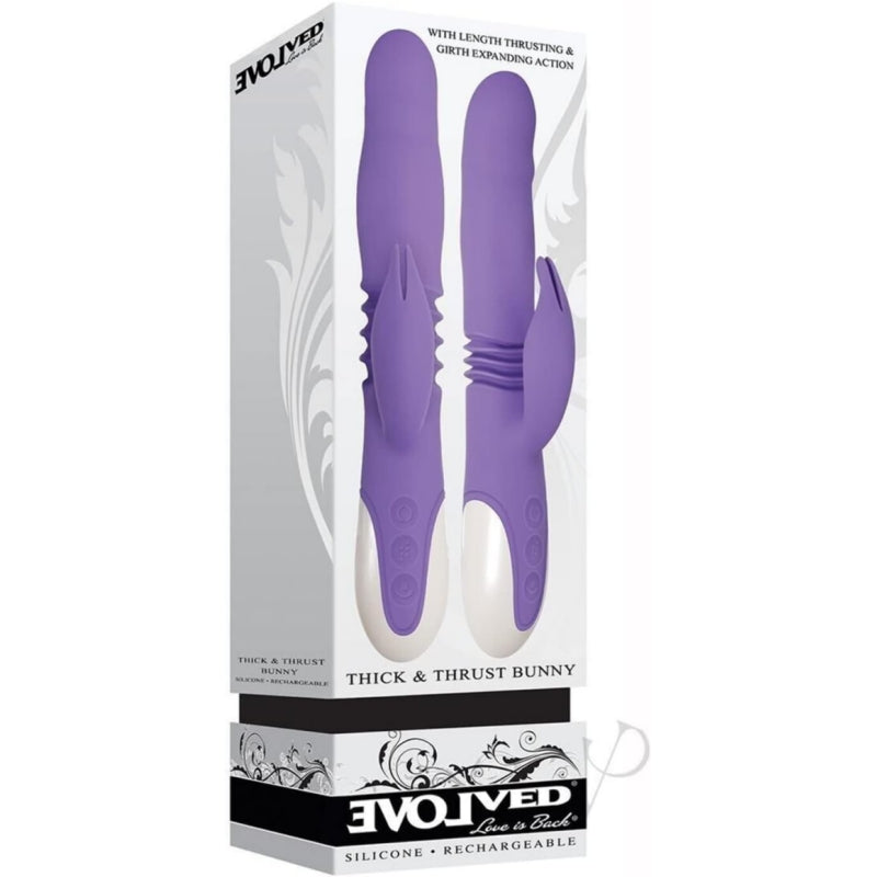 EN-2872 Thick & Thrust Rabbit Vibrator. Purple - buysextoyth