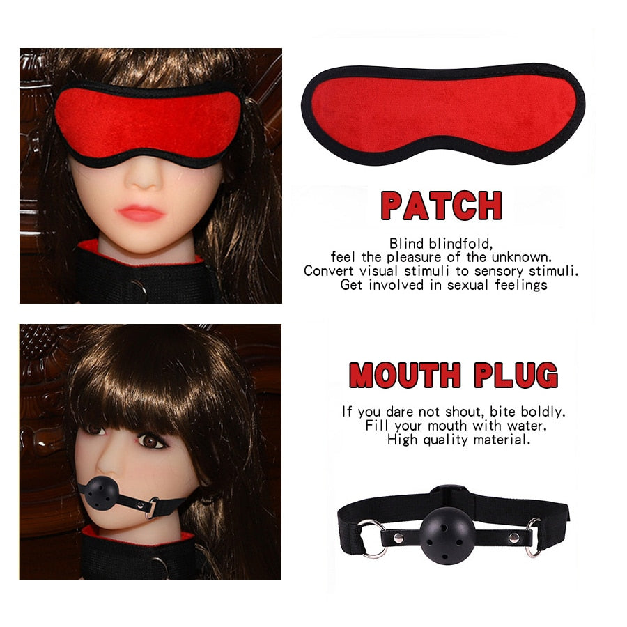 11PCS Set Leather Sex Toys for Adult Game Erotic BDSM Sex Kits Bondage Handcuffs Sex Game Whip Gag SM Bdsm Toys Nipple Clamps - buysextoyth