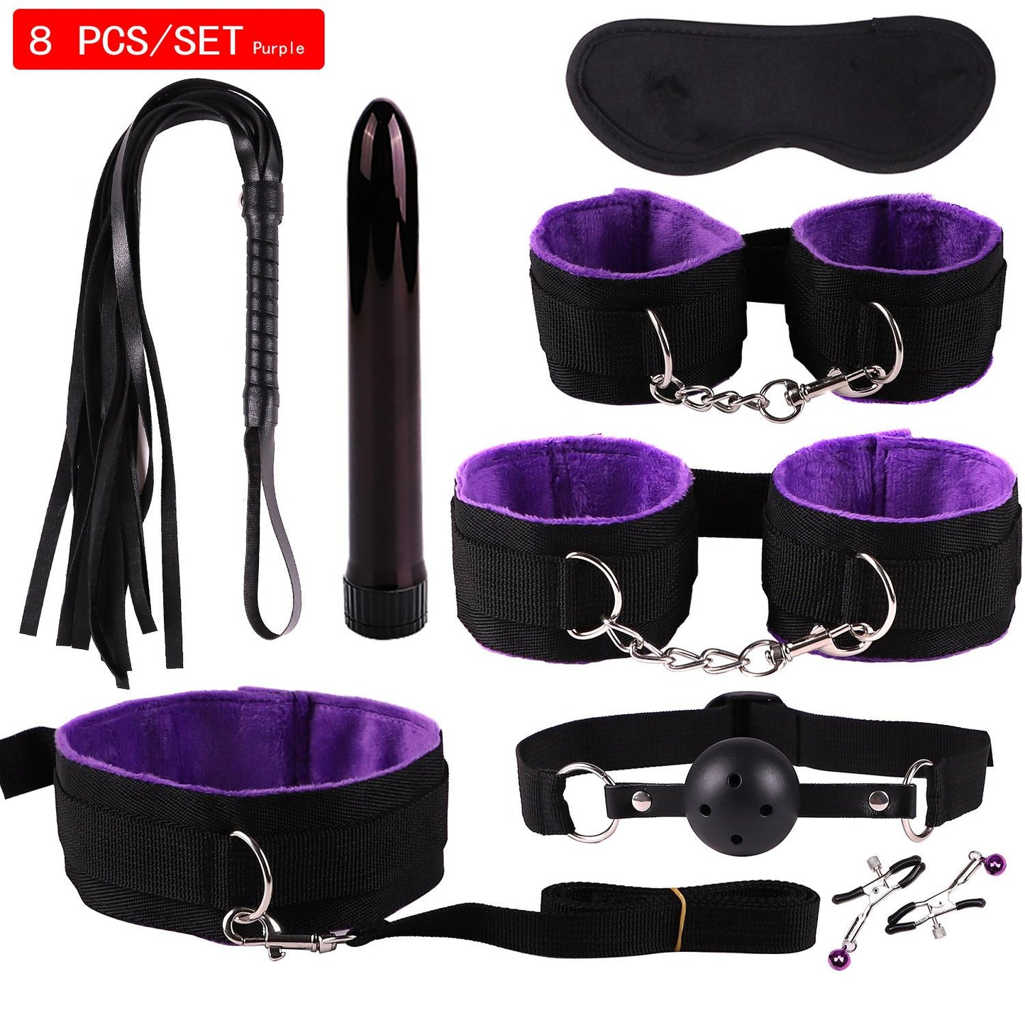 11PCS Set Leather Sex Toys for Adult Game Erotic BDSM Sex Kits Bondage Handcuffs Sex Game Whip Gag SM Bdsm Toys Nipple Clamps - buysextoyth