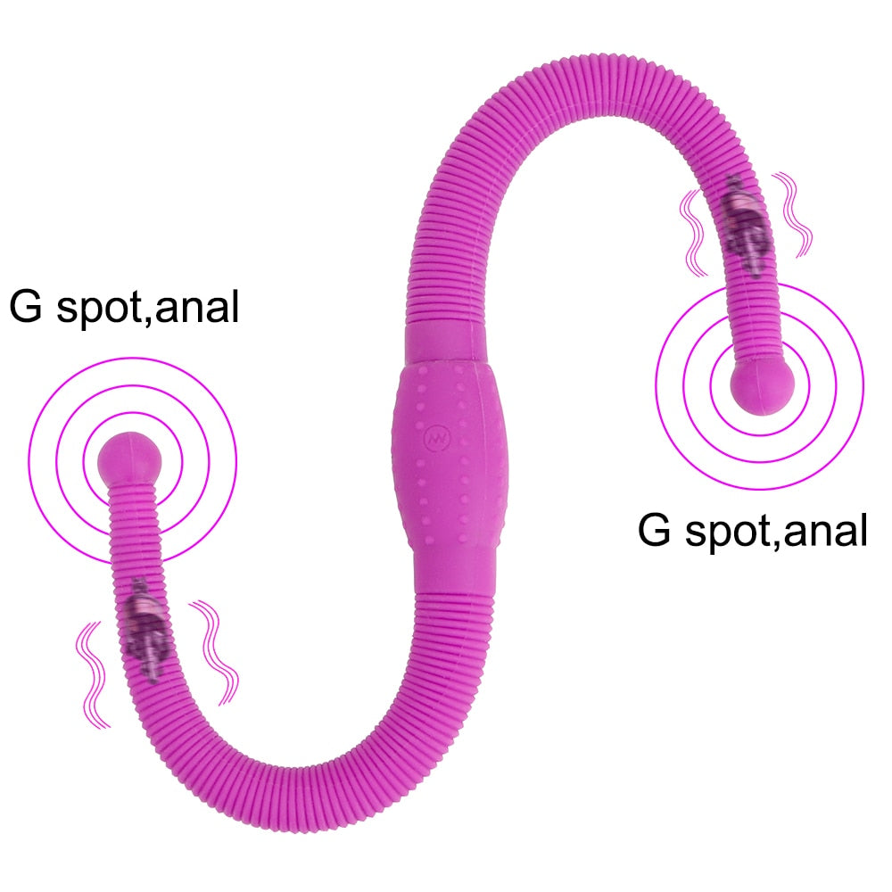 12 Speed Lesbian Strap on Dildo Vibrators Flexible Double Head Vaginal Massager G Spot Anal Sex Toy for Women Adult Products - buysextoyth