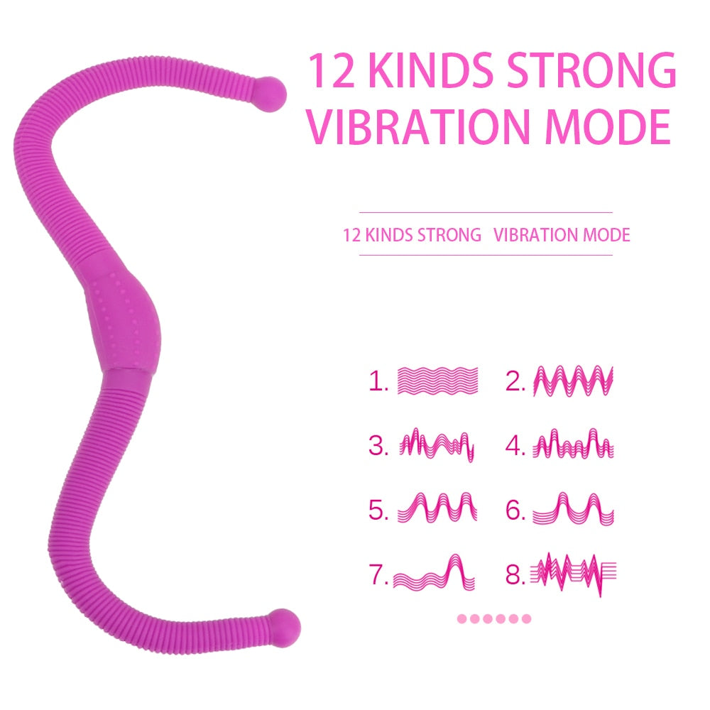 12 Speed Lesbian Strap on Dildo Vibrators Flexible Double Head Vaginal Massager G Spot Anal Sex Toy for Women Adult Products - buysextoyth