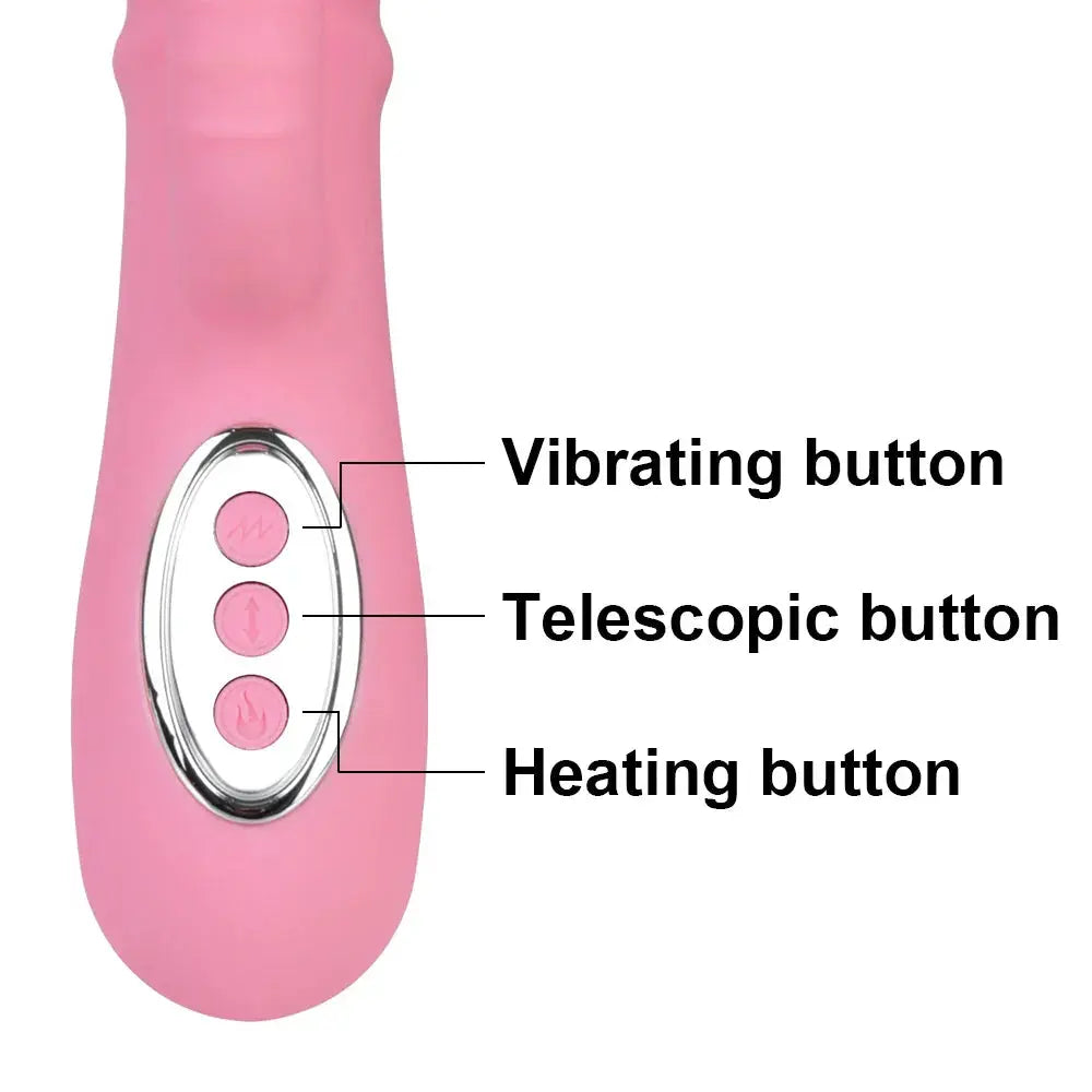 12 Vibration 5 Telescopic Modes Vagina G Spot Massager Heated Dildo Tongue Licking Vibrator Clitoris Stimulator - buysextoyth